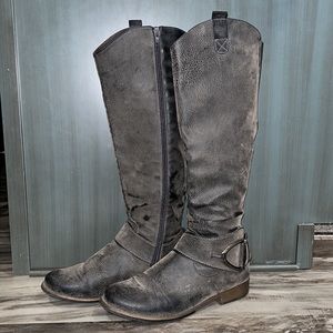 Maurice’s Laura Tall Distressed Brown Boot Faux Suede Size 9M